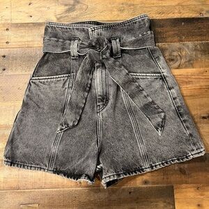 IRO Paris High-Waisted Paperbag Denim Shorts | Tie Belt | Size 34